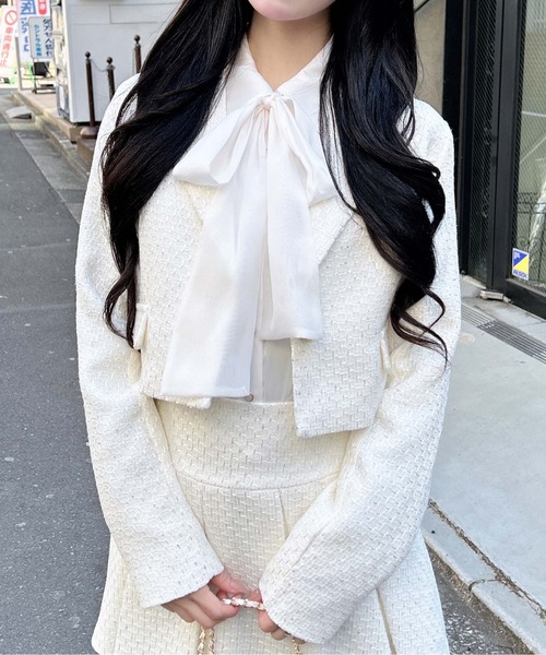 INGNI（イング）の「ツイードショートテーラードジャケット(セットアップ対応)（テーラードジャケット・レディース・アイボリー系9/ブルー系2/ブラック系その他2/ホワイト系その他7・M）」の22枚目の写真