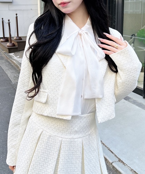 INGNI（イング）の「ツイードショートテーラードジャケット(セットアップ対応)（テーラードジャケット・レディース・アイボリー系9/ブルー系2/ブラック系その他2/ホワイト系その他7・M）」の21枚目の写真