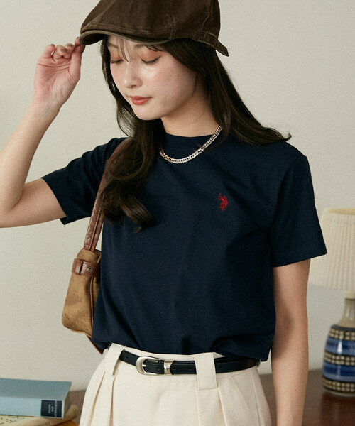 U.S. POLO ASSN.(ユーエスポロアッスン)の「U.S. POLO ASSN. × PUBLUX/ユーエスポロアッスン 別注 クルーネック Tシャツ 限定展開(Tシャツ/カットソー・レディース・ネイビー/ピンク/ブラウン/オフホワイト/グレー/ブラック・フリ-)」の5枚目の写真