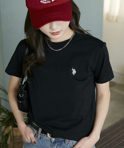 U.S. POLO ASSN.(ユーエスポロアッスン)の「U.S. POLO ASSN. × PUBLUX/ユーエスポロアッスン 別注 クルーネック Tシャツ 限定展開(Tシャツ/カットソー・レディース・ネイビー/ピンク/ブラウン/オフホワイト/グレー/ブラック・フリ-)」の2枚目の写真