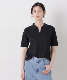 NANO universe | 洗濯機洗い可UVカット接触冷感衿付き半袖ポロニット(ニット/セーター)