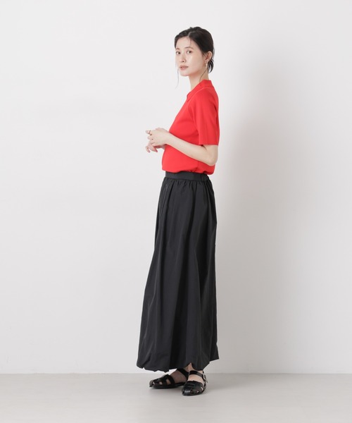 NANO universe（ナノユニバース）の「洗濯機洗い可UVカット接触冷感衿付き半袖ポロニット（ニット/セーター・レディース・ブラック/ホワイト/レッド・FREE）」の16枚目の写真