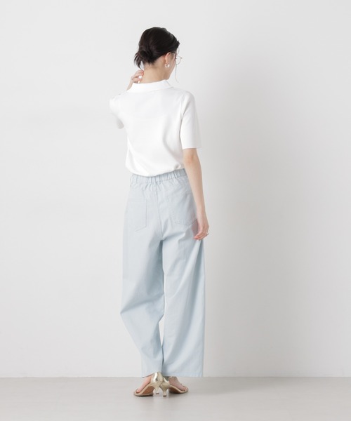 NANO universe（ナノユニバース）の「洗濯機洗い可UVカット接触冷感衿付き半袖ポロニット（ニット/セーター・レディース・ブラック/ホワイト/レッド・FREE）」の10枚目の写真