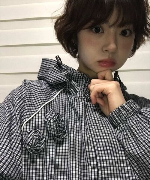 ROSEFRANTZ（ロゼフランツ）の「Rose Corsage Check Windbreaker [Navy]（ナイロンジャケット・レディース・ネイビー・OS）」の2枚目の写真