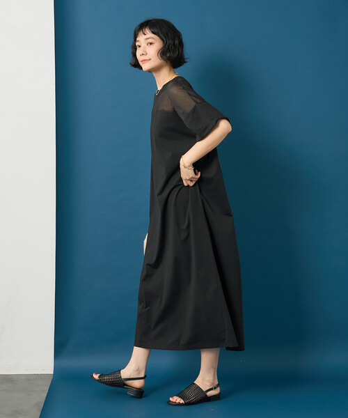 FREAK'S STORE（フリークスストア）の「藤本美貴 × FREAK'S STORE/フリークスストア シアードッキング 切替 Tシャツワンピース（シャツワンピース・レディース・ネイビー/ブラウン/ブラック・ﾌﾘ-）」の6枚目の写真