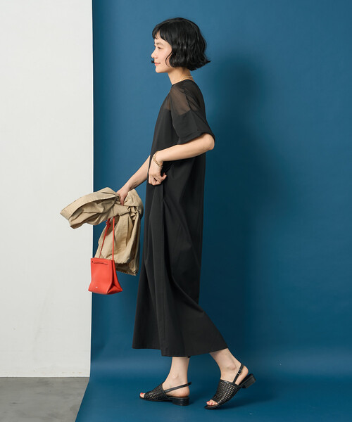 FREAK'S STORE（フリークスストア）の「藤本美貴 × FREAK'S STORE/フリークスストア シアードッキング 切替 Tシャツワンピース（シャツワンピース・レディース・ネイビー/ブラウン/ブラック・ﾌﾘ-）」の7枚目の写真