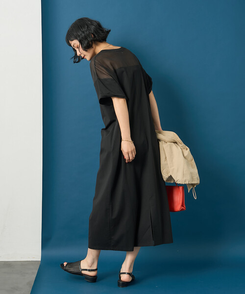 FREAK'S STORE（フリークスストア）の「藤本美貴 × FREAK'S STORE/フリークスストア シアードッキング 切替 Tシャツワンピース（シャツワンピース・レディース・ネイビー/ブラウン/ブラック・ﾌﾘ-）」の8枚目の写真