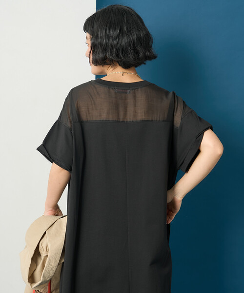 FREAK'S STORE（フリークスストア）の「藤本美貴 × FREAK'S STORE/フリークスストア シアードッキング 切替 Tシャツワンピース（シャツワンピース・レディース・ネイビー/ブラウン/ブラック・ﾌﾘ-）」の11枚目の写真