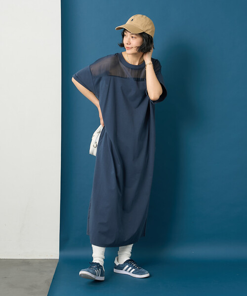 FREAK'S STORE（フリークスストア）の「藤本美貴 × FREAK'S STORE/フリークスストア シアードッキング 切替 Tシャツワンピース（シャツワンピース・レディース・ネイビー/ブラウン/ブラック・ﾌﾘ-）」の16枚目の写真