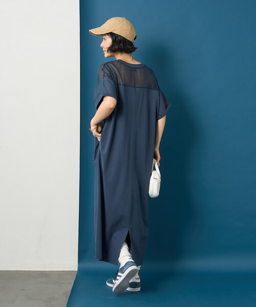 FREAK'S STORE（フリークスストア）の「藤本美貴 × FREAK'S STORE/フリークスストア シアードッキング 切替 Tシャツワンピース（シャツワンピース・レディース・ネイビー/ブラウン/ブラック・ﾌﾘ-）」の18枚目の写真