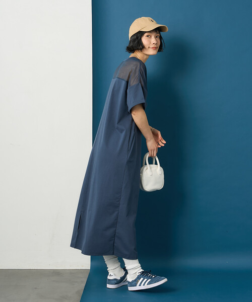 FREAK'S STORE（フリークスストア）の「藤本美貴 × FREAK'S STORE/フリークスストア シアードッキング 切替 Tシャツワンピース（シャツワンピース・レディース・ネイビー/ブラウン/ブラック・ﾌﾘ-）」の19枚目の写真