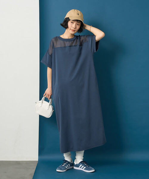 FREAK'S STORE（フリークスストア）の「藤本美貴 × FREAK'S STORE/フリークスストア シアードッキング 切替 Tシャツワンピース（シャツワンピース・レディース・ネイビー/ブラウン/ブラック・ﾌﾘ-）」の20枚目の写真