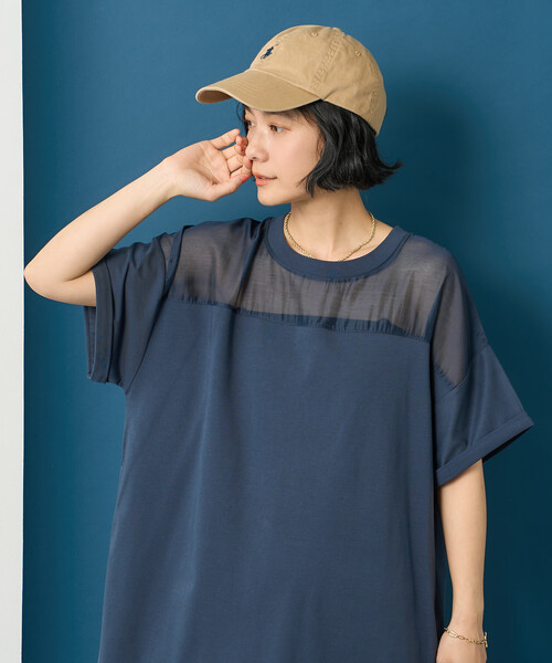 FREAK'S STORE（フリークスストア）の「藤本美貴 × FREAK'S STORE/フリークスストア シアードッキング 切替 Tシャツワンピース（シャツワンピース・レディース・ネイビー/ブラウン/ブラック・ﾌﾘ-）」の22枚目の写真