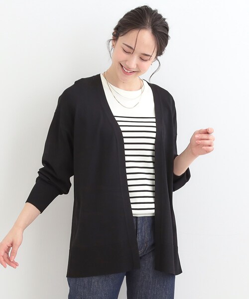 SHOO・LA・RUE（シューラルー）の「【洗濯機可/ひんやり/UV】さらっとしたタッチが心地よい ミドルカーディガン（カーディガン/ボレロ・レディース・グリーン系/ライトグレー/ブラック・04/03/02/01）」の17枚目の写真