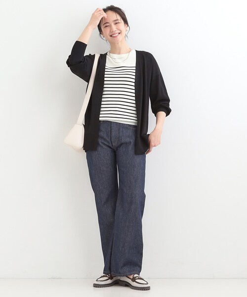 SHOO・LA・RUE（シューラルー）の「【洗濯機可/ひんやり/UV】さらっとしたタッチが心地よい ミドルカーディガン（カーディガン/ボレロ・レディース・グリーン系/ライトグレー/ブラック・04/03/02/01）」の15枚目の写真