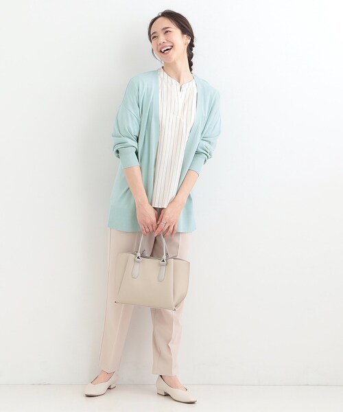 SHOO・LA・RUE（シューラルー）の「【洗濯機可/ひんやり/UV】さらっとしたタッチが心地よい ミドルカーディガン（カーディガン/ボレロ・レディース・グリーン系/ライトグレー/ブラック・04/03/02/01）」の11枚目の写真