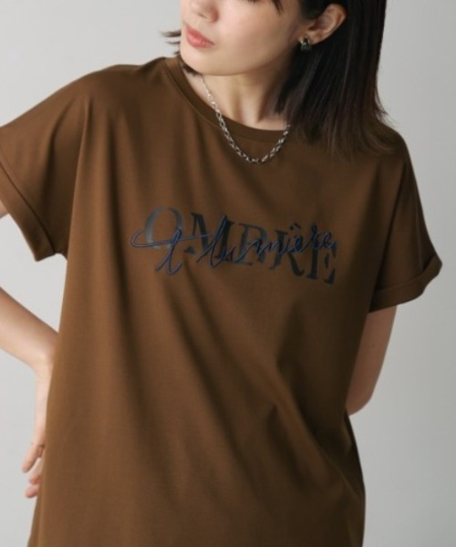 Bou Jeloud(ブージュルード)の「半ラバー×刺繍ロゴTシャツ(Tシャツ/カットソー・レディース・オフホワイト/ブラック/ブラウン・FREE)」の3枚目の写真
