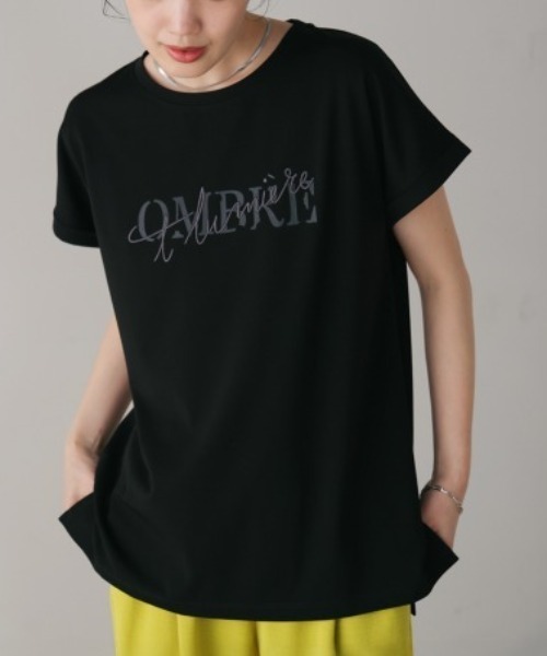 Bou Jeloud(ブージュルード)の「半ラバー×刺繍ロゴTシャツ(Tシャツ/カットソー・レディース・オフホワイト/ブラック/ブラウン・FREE)」の2枚目の写真