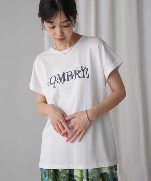 Bou Jeloud(ブージュルード)の「半ラバー×刺繍ロゴTシャツ(Tシャツ/カットソー・レディース・オフホワイト/ブラック/ブラウン・FREE)」の15枚目の写真