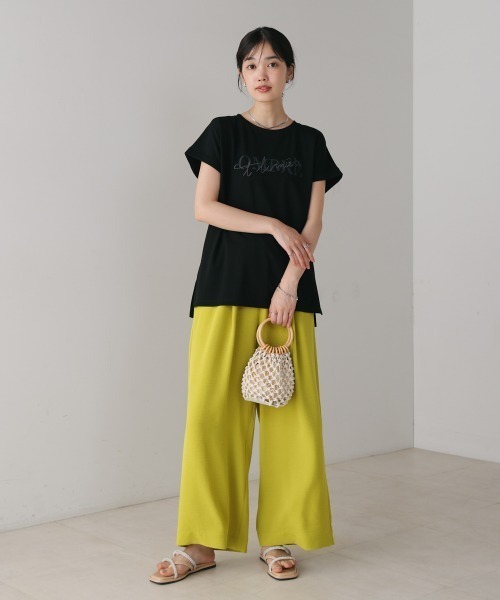 Bou Jeloud(ブージュルード)の「半ラバー×刺繍ロゴTシャツ(Tシャツ/カットソー・レディース・オフホワイト/ブラック/ブラウン・FREE)」の5枚目の写真