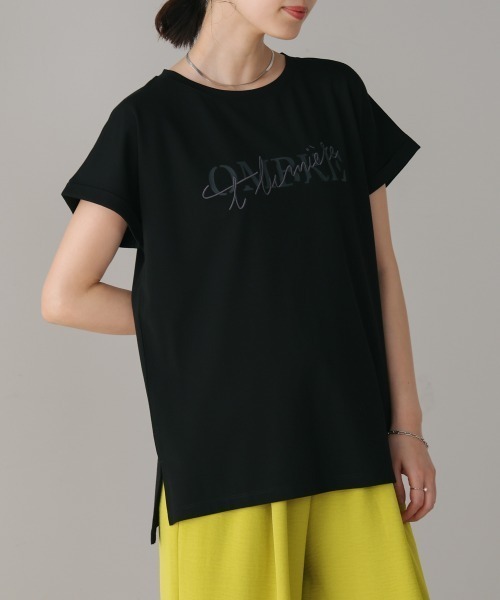 Bou Jeloud(ブージュルード)の「半ラバー×刺繍ロゴTシャツ(Tシャツ/カットソー・レディース・オフホワイト/ブラック/ブラウン・FREE)」の6枚目の写真