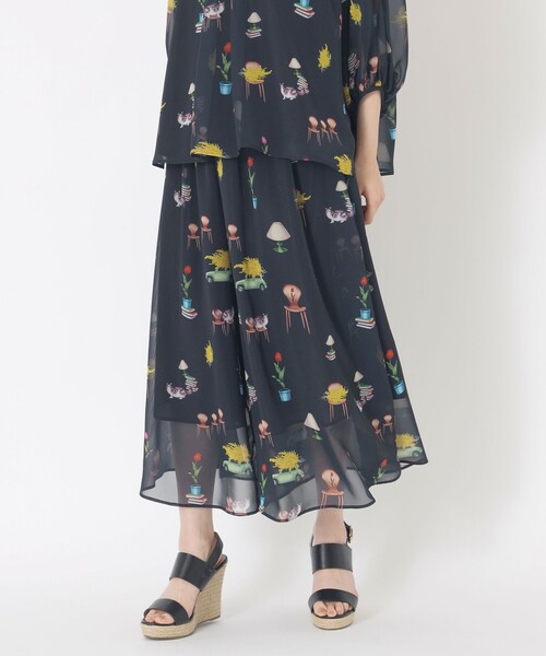 S.ESSENTIALS（エスエッセンシャルズ）の「【AIKO FUKUDAコラボ】プリントパンツ（その他パンツ・レディース・グレー系その他/ダークネイビー・36/38）」の2枚目の写真