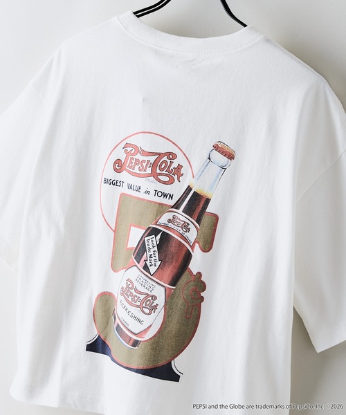 DISCUS（ディスカス）の「【DISCUS/ディスカス】【選べる丈感・PEPSI】DISCUS×ペプシ コラボTシャツ クロップド短丈・ルーズシルエット（Tシャツ/カットソー・レディース・ホワイト系その他2/ホワイト系その他・LARGE/MEDIUM）」の16枚目の写真