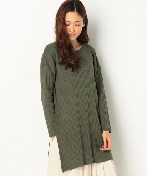 Another Edition（アナザーエディション）の「スリットチュニック/AEMBC C/R/N SLIT TU◆（ニット/セーター・レディース・オフホワイト/ブラック/ライトグレー/オリーブ・FREE）」の4枚目の写真