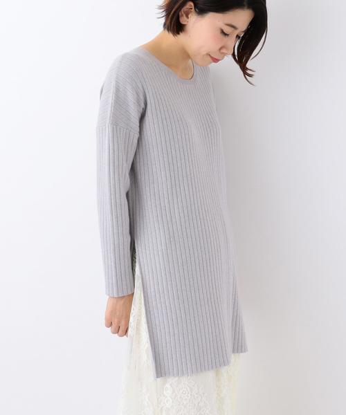 Another Edition（アナザーエディション）の「スリットチュニック/AEMBC C/R/N SLIT TU◆（ニット/セーター・レディース・オフホワイト/ブラック/ライトグレー/オリーブ・FREE）」の3枚目の写真