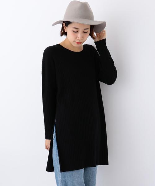 Another Edition（アナザーエディション）の「スリットチュニック/AEMBC C/R/N SLIT TU◆（ニット/セーター・レディース・オフホワイト/ブラック/ライトグレー/オリーブ・FREE）」の2枚目の写真