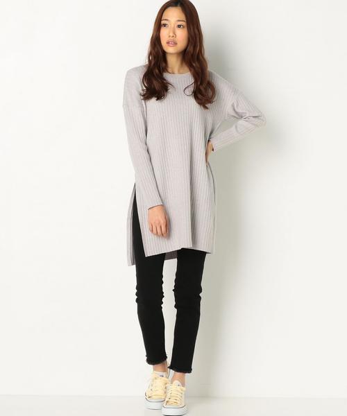 Another Edition（アナザーエディション）の「スリットチュニック/AEMBC C/R/N SLIT TU◆（ニット/セーター・レディース・オフホワイト/ブラック/ライトグレー/オリーブ・FREE）」の8枚目の写真