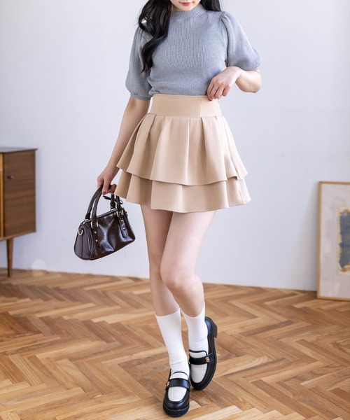 clear（クリア）の「ラインストーンパフスリーブ半袖リブニットトップス[骨格ウェーブ 大人 フェミニン 上品]（ニット/セーター・レディース・グレー/ラベンダー/ブラック/オフホワイト・F）」の22枚目の写真