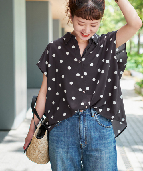 Spick & Span(スピックアンドスパン)の「《一部店舗+WEB限定 / 追加》ドットフレンチスリーブシャツ(シャツ/ブラウス・レディース・その他2/その他4/マルチ・FREE)」の1枚目の写真