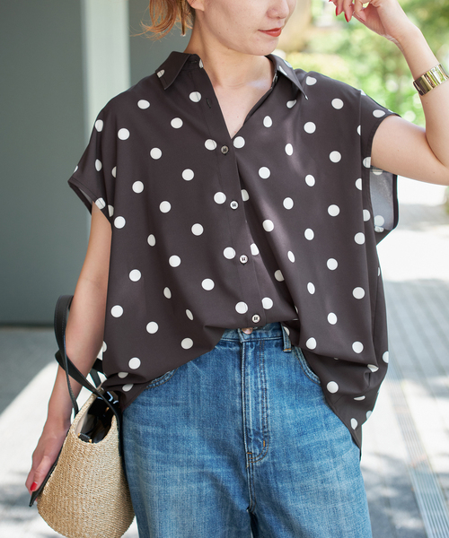 Spick & Span(スピックアンドスパン)の「《一部店舗+WEB限定 / 追加》ドットフレンチスリーブシャツ(シャツ/ブラウス・レディース・その他2/その他4/マルチ・FREE)」の8枚目の写真