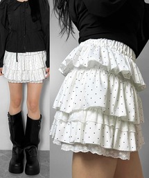 FOLLOWIN（フォロウィン）の「ドットフリルレイヤーミニスカート（スカート）」