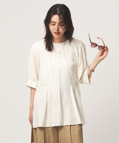 green label relaxing(グリーンレーベルリラクシング)の「エアリー ボリューム ブラウス(シャツ/ブラウス・レディース・ホワイト/ダークグレー/ライトブルー・FREE)」の1枚目の写真