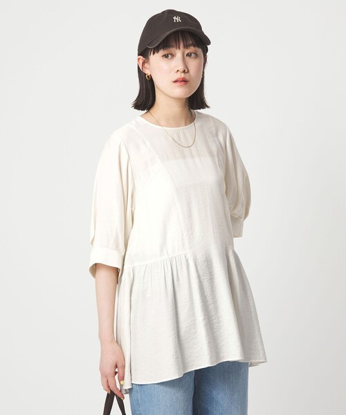 green label relaxing(グリーンレーベルリラクシング)の「エアリー ボリューム ブラウス(シャツ/ブラウス・レディース・ホワイト/ダークグレー/ライトブルー・FREE)」の4枚目の写真