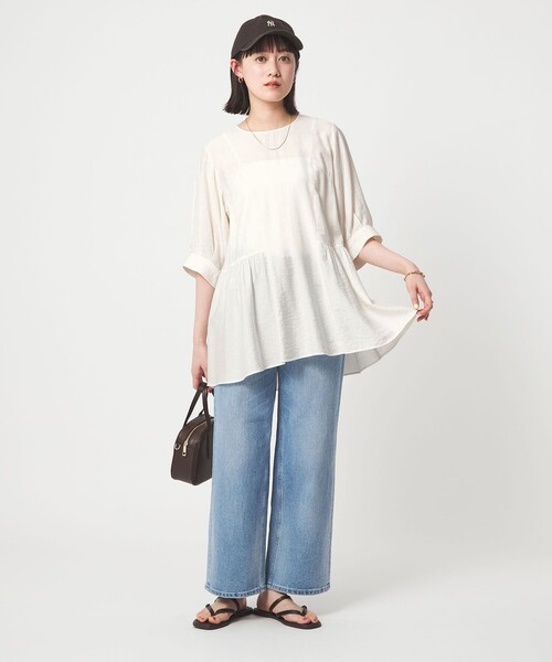 green label relaxing(グリーンレーベルリラクシング)の「エアリー ボリューム ブラウス(シャツ/ブラウス・レディース・ホワイト/ダークグレー/ライトブルー・FREE)」の8枚目の写真