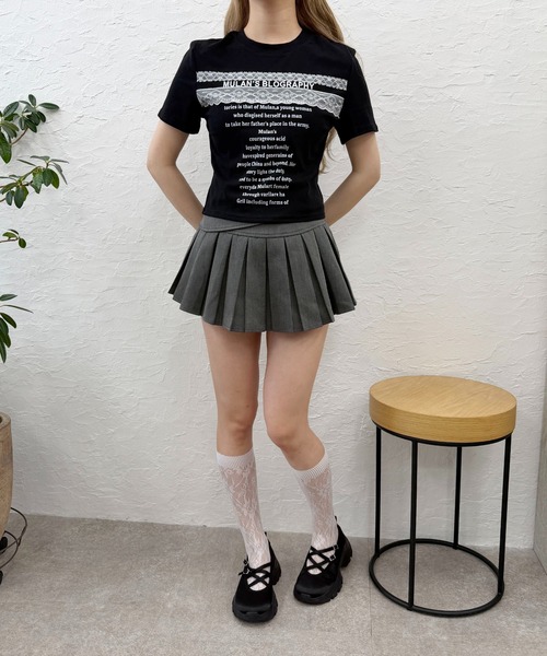 PHILLY（フィリー）の「レースデザイン チビT（Tシャツ/カットソー・レディース・ブラック/ホワイト・FREE）」の9枚目の写真