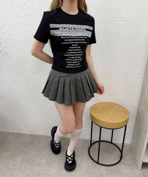 PHILLY（フィリー）の「レースデザイン チビT（Tシャツ/カットソー・レディース・ブラック/ホワイト・FREE）」の8枚目の写真
