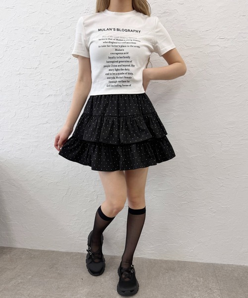 PHILLY（フィリー）の「レースデザイン チビT（Tシャツ/カットソー・レディース・ブラック/ホワイト・FREE）」の13枚目の写真