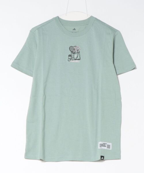 adidas(アディダス)の「《adidas》WMINIシシュウグラフィックTシャツ(Tシャツ/カットソー・レディース・ホワイト/セージグリーン・XL/L/M/S)」の2枚目の写真