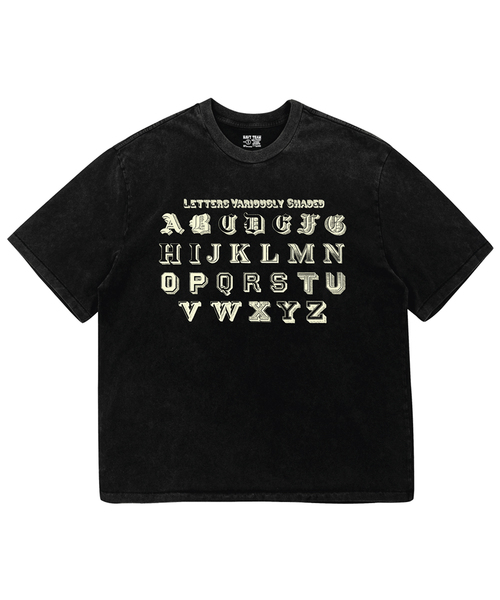 NAVYTEAM(ネイビーチーム)の「LETTERS VARIOUSLY SHADED ピグメントダイング 半袖Tシャツ(Tシャツ/カットソー・レディース・ブラック×ベージュ/ブラック×グレー・1/2/3)」の1枚目の写真