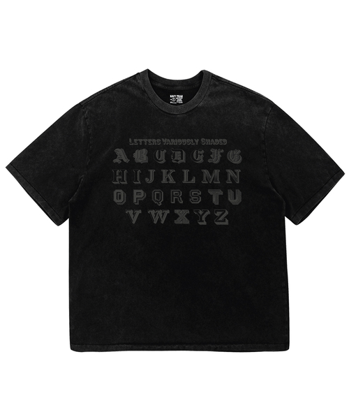 NAVYTEAM(ネイビーチーム)の「LETTERS VARIOUSLY SHADED ピグメントダイング 半袖Tシャツ(Tシャツ/カットソー・レディース・ブラック×ベージュ/ブラック×グレー・1/2/3)」の2枚目の写真