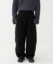 washed biker cargo pants (black)