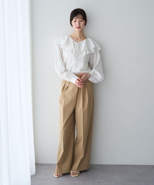 YECCA VECCA(イェッカヴェッカ)の「ストライプ柄ラッフルブラウス(シャツ/ブラウス・レディース・ストライプ・M)」の2枚目の写真
