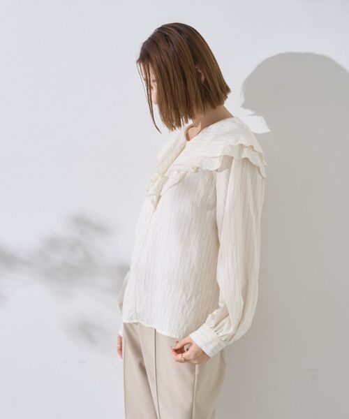 YECCA VECCA(イェッカヴェッカ)の「ストライプ柄ラッフルブラウス(シャツ/ブラウス・レディース・ストライプ・M)」の8枚目の写真