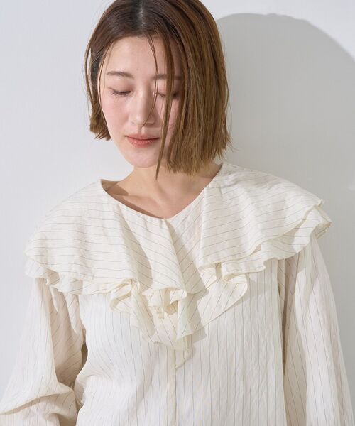 YECCA VECCA(イェッカヴェッカ)の「ストライプ柄ラッフルブラウス(シャツ/ブラウス・レディース・ストライプ・M)」の10枚目の写真