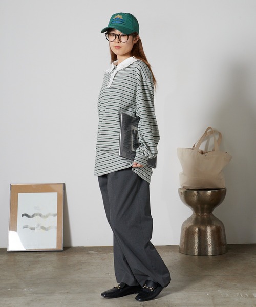 Chick(チック)の「Lace Collar Border Polo Top / レースポロ衿ボーダートップス 2026年春夏(ポロシャツ・レディース・ブラウン/グレー・FREE)」の20枚目の写真