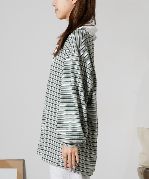 Chick(チック)の「Lace Collar Border Polo Top / レースポロ衿ボーダートップス 2026年春夏(ポロシャツ・レディース・ブラウン/グレー・FREE)」の13枚目の写真